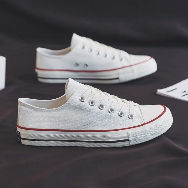 Zapatillas De Lona Para Hombre Casual Retro Zapatillas De Tabla VersáTiles De Moda Zapatillas De CañA Baja Estudiante Zapatos De Tela Zapatos Blancos PequeñOs Zapatos De Pareja Hombre 39 White-image
