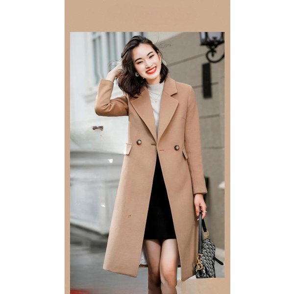 Abrigo De Lana Grueso Para Mujer De OtoñO E Invierno Abrigo Largo 3XL-image