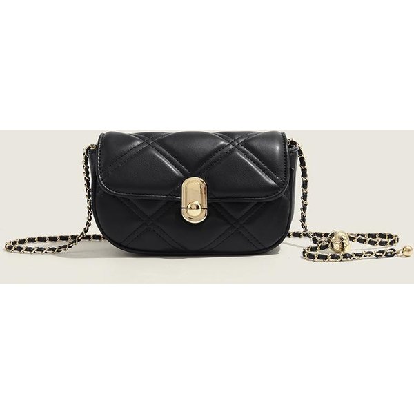 Bolso De Cadena Plateado Con Diamantes Para Mujer Moda Primavera VersáTil Bolso De Hombro Cruzado Textura Moda PequeñO Bolso Cuadrado Black-image