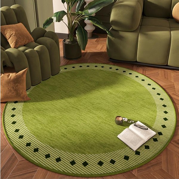 OkrąGłY Zielony Dywan Do Salonu, Sypialni Lub Gabinetu, ŁAtwy Do Czyszczenia Nowoczesny Dywanik PodłOgowy, WspółCzesna Dekoracja Domu Diameter 140Cm(55In)-image