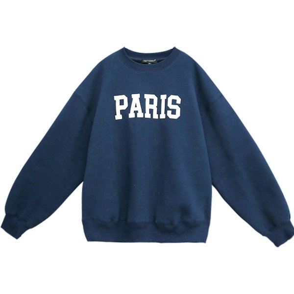 Sudadera Casual Suelta De Terciopelo Para Mujer Abrigo De OtoñO E Invierno Vintage Camiseta BáSica De Manga Larga Top 2XL Blue-image