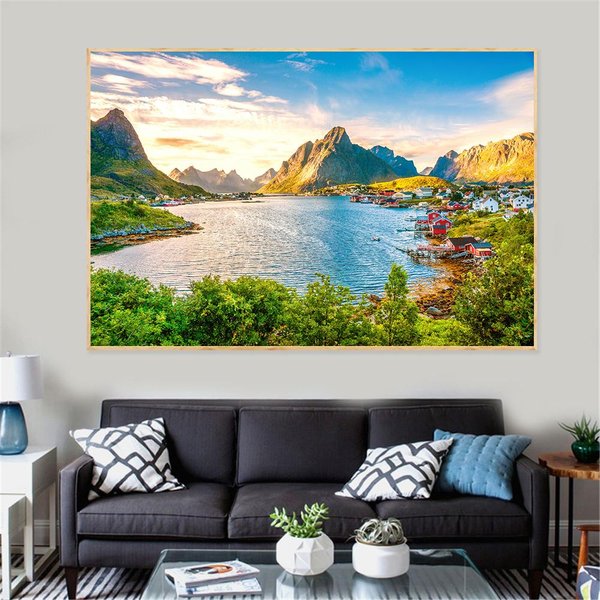 Bergen Obraz Na PłóTnie Bergen GóRa ŚNieżNa Plakaty Druki Sztuka ŚCienna Norwegia Krajobraz Obraz Do Dekoracji Salonu Cuadros 21X30Cm Unframed-image