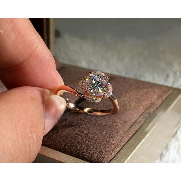 Anillo De Zirconia Chapado En Oro Rosa Europeo Y Americano, Moderno Y Lujoso No. 10-image