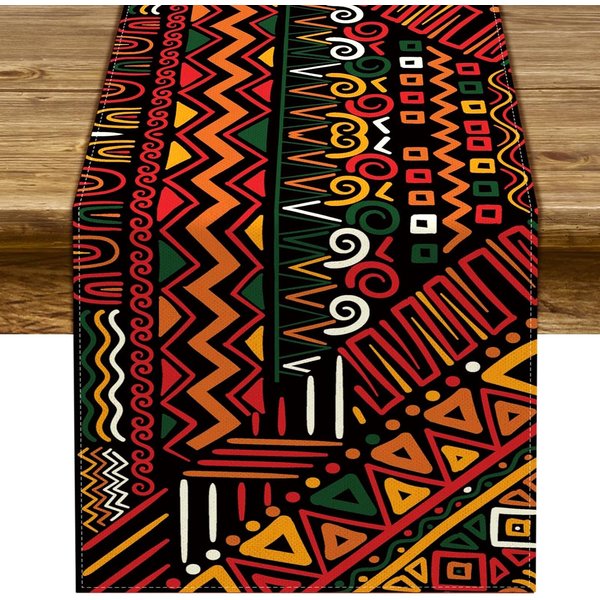 AfroamerykańSki Festiwal Dziedzictwa Lniany BieżNik Na Stół Na Imprezę ŚWiąTeczną Zmywalne BieżNiki Na Stół Kuchenny Dekoracja Komody 150X33Cm-image