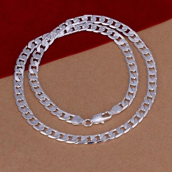 Collar De Plata De Ley 925 Fina, Exquisito, Noble, Lujoso, Hermoso, Amuleto De Moda, Cadena De Boda SóLida De 6 Mm Para Hombres, JoyeríA Para Mujeres 75Cm Brown-image