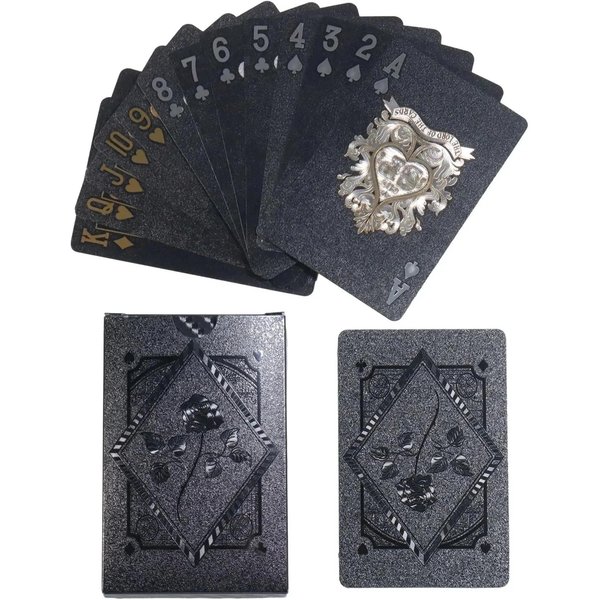 Karty Do Gry Black Rose Deck Poker Frosted Waterproof Plastic Kolekcja Texas Poker PamiąTkowe Szachy Praktyczny Prezent Na Imprezę Black-image