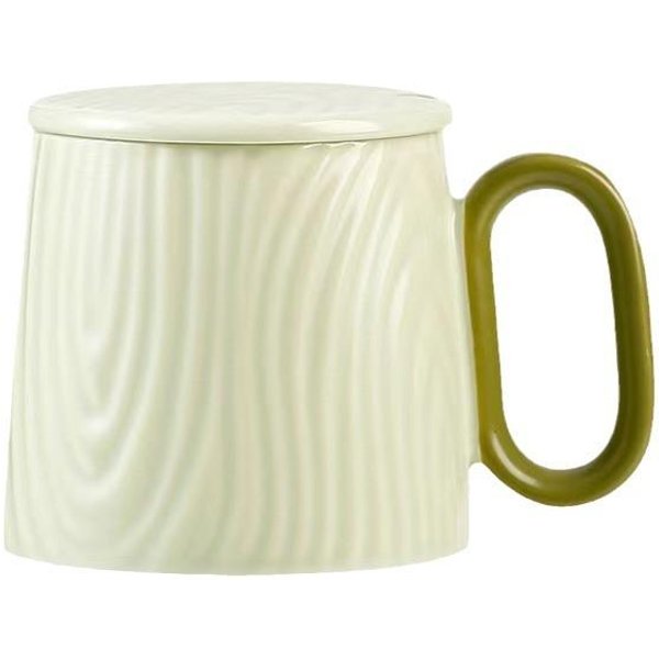 Taza PequeñA Y Sencilla Para Café, Creativa, Con Tapa Y Cuchara, De CeráMica Corrugada, Ideal Como Recuerdo De Oficina. 320ML-image