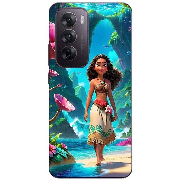 Coque De TéLéPhone - Maniacase - Oppo Reno 12 5G - Silicone - Souple - Vaiana Art Amine Negro-image