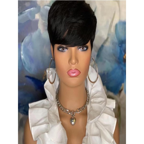 Peluca Corta Para Mujeres Negras Peluca De Corte Corto Negro Mezclado Con Rojo Pelucas Rizadas Negro Natural Mezclado Rojo Peluca Pixie Corta SintéTica Corta-image