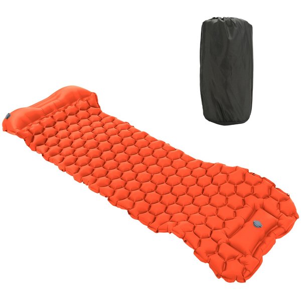 Colchoneta Aislante Para Camping ColchóN Inflable Con Bomba De Pie Para Tienda De CampañA Senderismo Viajes Naranja Naranja-image