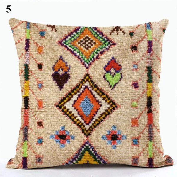 Funda De Almohada Bohemia, Cojines Marrones, Funda De CojíN Decorativa De Lino CóModa, Funda De CojíN GeoméTrica, Funda De Almohada Para El Hogar 40X40Cm-image