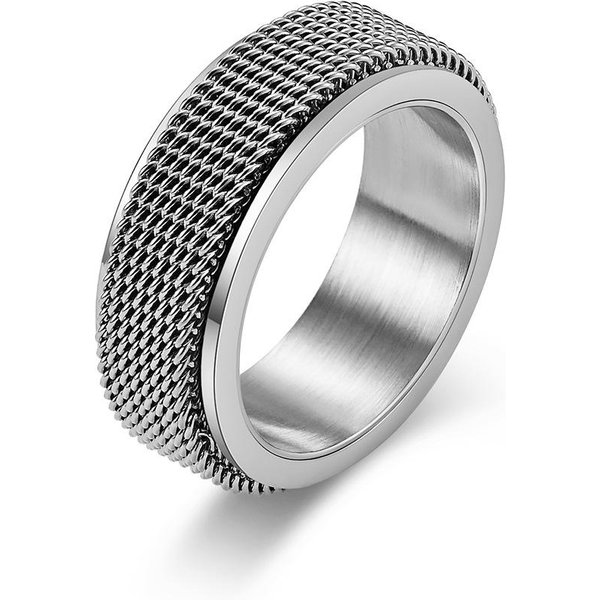 Anillo Giratorio Descompresor De Malla Tejida De Acero De Titanio Con Viento FríO Neutro Europeo Y Americano 12# Gray-image