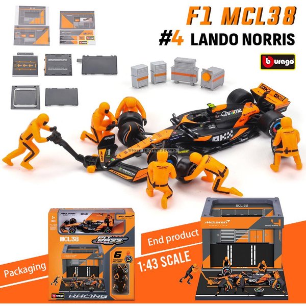 Bburago 1:43 F1 Red Bull Racing Rb20 #1 Verstappen #11 Perez Casa De Boxes DIY Modelo De Coche De AleacióN FundicióN A PresióN Juguete Coleccionable Sf24-image