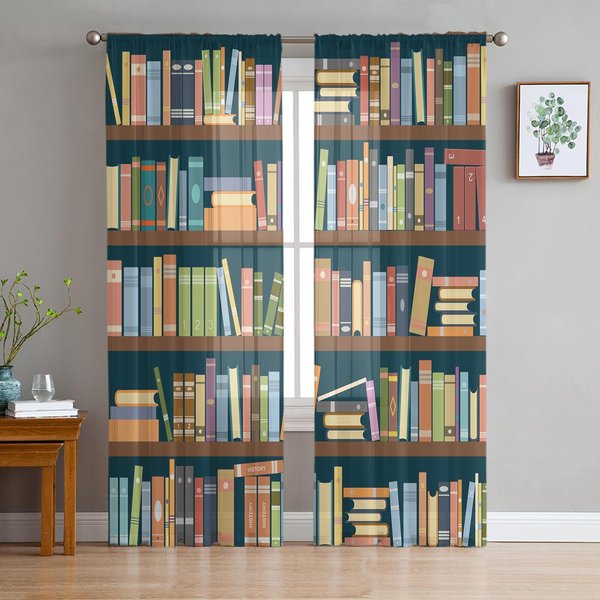 Cortinas Transparentes De Tul Y Organza Con DiseñO De EstanteríA Para Sala De Estar, Cocina Y Ventana. W135 X H245Cm X1-image