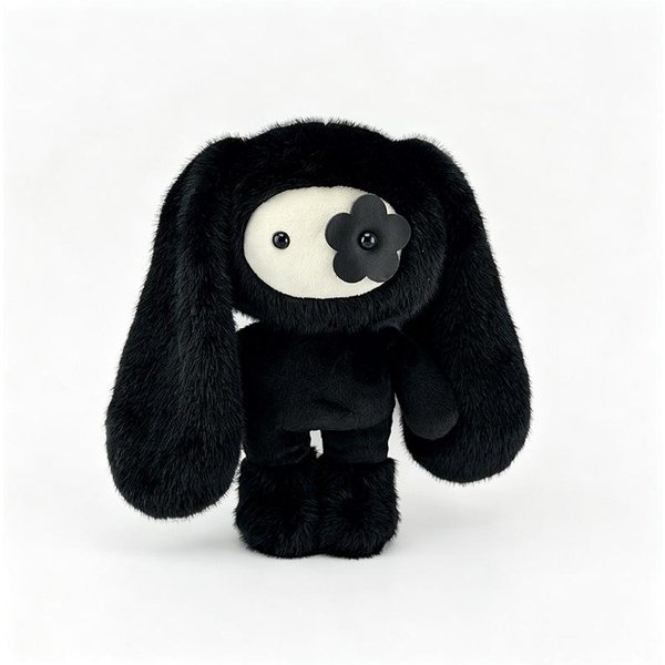Nowy Uroczy Pluszowy Breloczek KróLiczek Juju Kwiatowe Oczy KróLiczek Pluszowa Lalka Kawaii DłUgie Uszy ZwierzęTa Zawieszka Do Torebki Breloczek Do Kluczy Samochodu Zabawka Prezent Black-image