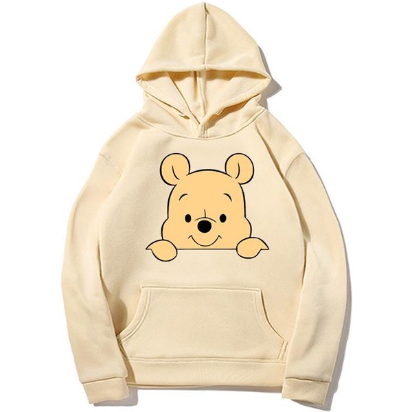 2026 Kubuś Puchatek Modna Kurtka Kieszeń Bluza Z Kapturem DłUgi RęKaw Wiosna Jesień LuźNa Bluza Z Kapturem Damska Bluza Z Kapturem S Beige-image