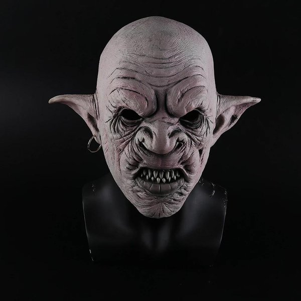 Nowe Fajne Goblinswith Kolczyki Na Ucho Halloween Horror Maska PrzerażAjąCa Impreza Przebierana Rekwizyty Do Cosplay MężCzyźNi Lateksowa Straszna Maska Gray-image