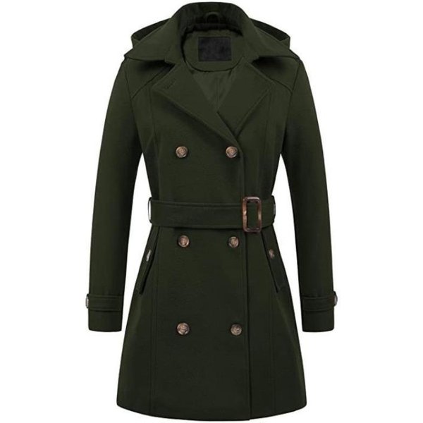 Abrigo De Lana Para Mujer OtoñO E Invierno Con Capucha Talla Grande Chaqueta Nizi 3XL Black-image