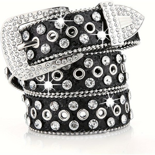 Cinturones De Strass Hip Hop Tendencia SóLido Brillante Cuero PU CinturóN Vaquero Vaquera Jeans Pantalones CinturóN Para Mujeres NiñAs 115CM Gray-image