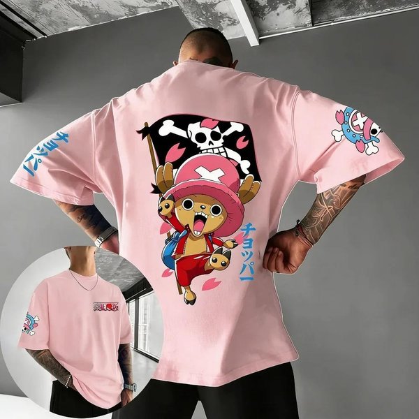 Camiseta De AlgodóN Unisex ONE Piece Tony Tony Chopper Verano AlgodóN Streetwear Oversize Harajuku Anime Estampada Grande Holgada Manga Corta L Varios Colores-image