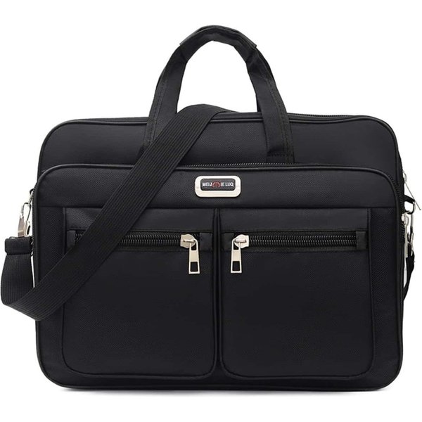 1 Szt. Torba Na Laptopa Z Tkaniny Oxford, DużA Pojemność, Wielofunkcyjna, Pozioma Torba Tote, Plecak Na Ramię, Lekka, Regulowany Pasek, ZapięCie Na Zamek BłYskawiczny Czarny-image