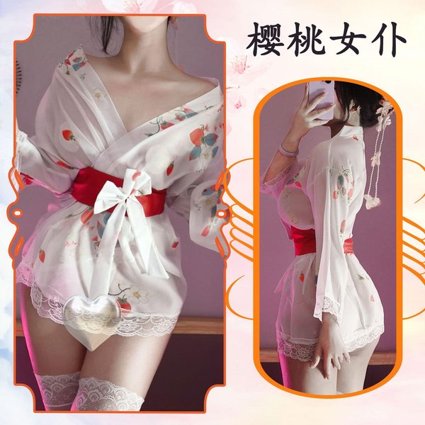 Ropa Interior Sexual Puro Deseo Perspectiva Delgada Kimono De Fresa SeduccióN Pijamas Calientes Abstinencia PasióN Mujer One Size-image