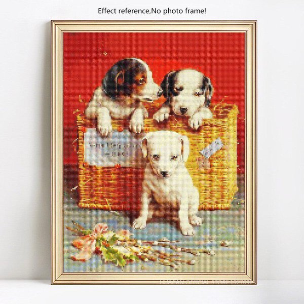Pintura De Diamantes 5D DIY Redonda Completa Animal Perro Bordado Venta Imagen PedreríA Diamante 20X30-image