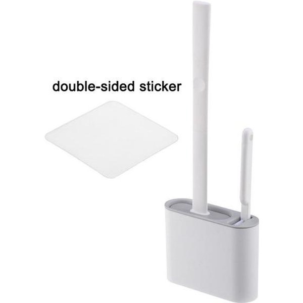 Cepillo Para Inodoro Hogar BañO Montado En Pared Set Sin Espacios Muertos Limpieza Cepillo Para Inodoro Cepillo Para Inodoro De Silicona White-image