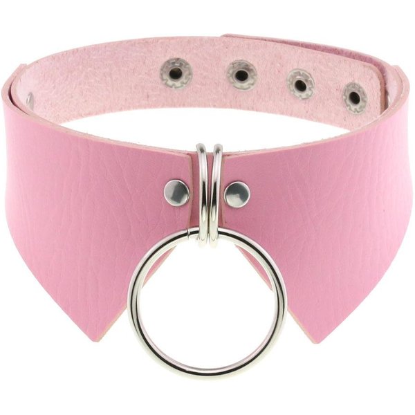 Diezi Tendencia Punk Rosa Encaje Cuero Gargantilla Collar Para Mujeres Hombres Torques Harajuku GóTico CíRculo CorazóN Colgante Collar JoyeríA-image