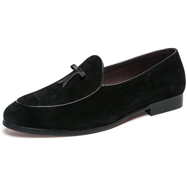 Mocasines Hombre VersióN Coreana De La Tendencia Flecos BritáNicos Zapatos De Hombre Gamuza Lijada Zapatos De Frijol Un Slip-On Zapatos PequeñOs De Cuero 44-image