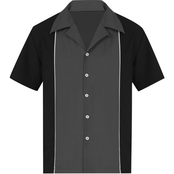 Camisa Hawaiana Para Hombres, Camisas De Bolos Vintage Con Botones, Camisa De Playa De Verano De Manga Corta XL Negro-image