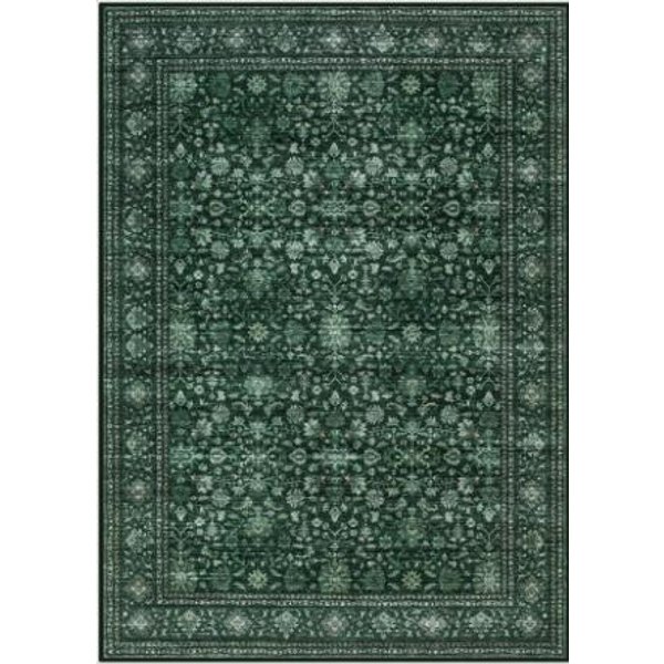 GłęBoko Zielony Bohemski Vintage Dywanik Obszarowy Zniszczony Kwiatowy Nadruk AntypośLizgowy Zmywalny DużY Dywan Do Salonu Sypialni Luksusowy 50X80CM-image