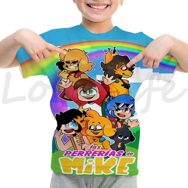 Camiseta Mikecrack Para NiñOs NiñAs NiñOs Camiseta De Dibujos Animados Kawaii Verano Manga Corta Camiseta Anime Compadretes Camisetas Ropa Infantil 120-image