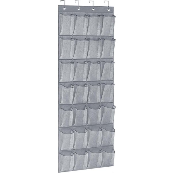 Bolsa De Almacenamiento Para Clasificar Zapatos De Tela De Malla, Bolsa Colgante Sobre La Puerta, Organizador De ArtíCulos Diversos, Bolsa Con Soporte Para Zapatillas Gris-image