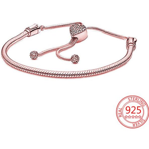Prawdziwa 925 Sterling Silver Moments Four Style Snake -Shaped Chain Slider Bransoletka SkóRzana Bransoletka śLubna Dla Dziewczyny BiżUteria White-image
