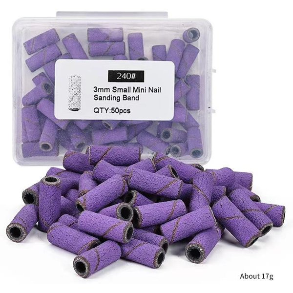 50 Uds. Kit De Bandas De Lijado Mini De 3 Mm Brocas Para UñAs Accesorios EléCtricos Para Manicura Herramienta Removedor De Piel Muerta 240# Rojo-image