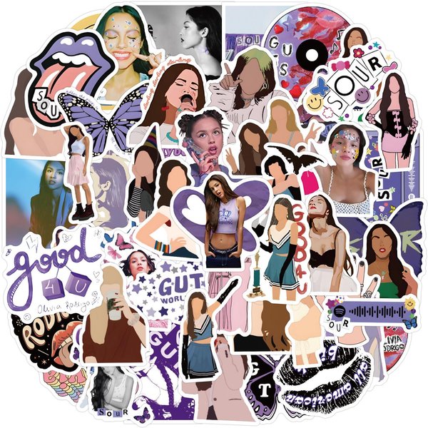 55 Naklejek Olivia Rodrigo Guts: Wodoodporne Naklejki Do Dekoracji, ArtykułóW Papierniczych, Butelek Na Wodę I KomputeróW-image
