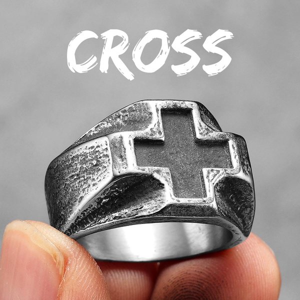 Amuleto De Cruz Negra Vintage Anillos Para Hombre JoyeríA De Acero Inoxidable Moda Punk Rock Cosas Geniales Accesorios Para Mujer Regalo 10-image