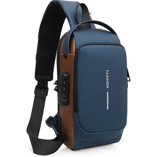 MęSka Torba Na Ramię Z łAdowaniem Usb, Zabezpieczeniem Przed Kradzieżą - Wielofunkcyjna Torba Crossbody Na Ramię Do PodróżY I Codziennego UżYtku Niebieski-image