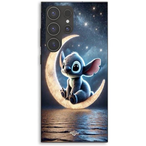 Etui Na Telefon - Maniacase - Samsung Galaxy S24 Ultra - Silikon TPU - Stitch KsiężYc Noc GwiaźDzista - Czarne-image