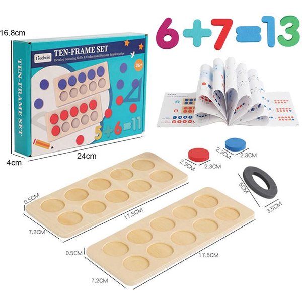 Zabawki Matematyczne Montessori Ten-Frame Dla Dzieci W Wieku Przedszkolnym Zmysł Liczbowy Logiczne MyśLenie Liczenie Dzieci Wczesna Pomoc Edukacyjna Gra-image