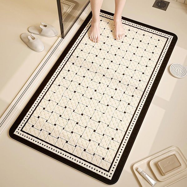 Alfombrilla Antideslizante Con Ventosa Para BañO Lujo Ligero Alta Calidad Alfombrilla De Suelo Cuadrada Para BañO Ducha Alfombrilla Para Pies 40*70Cm White-image