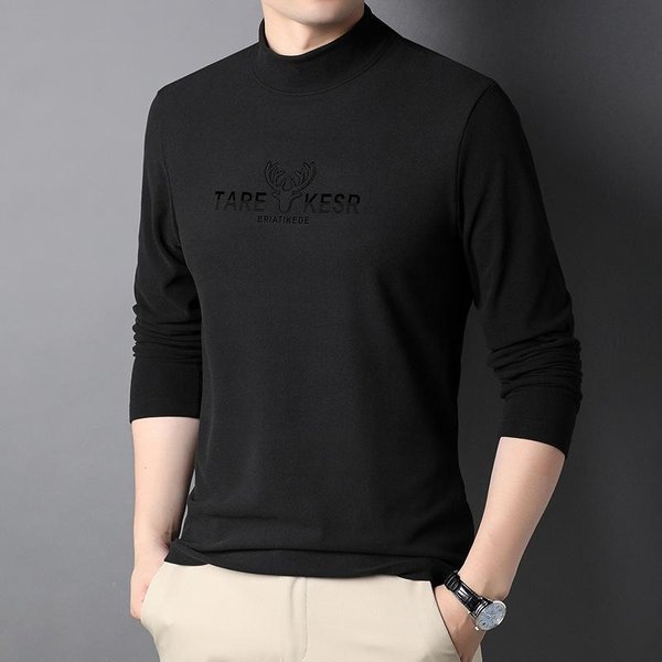 OtoñO E Invierno Nuevo Camiseta BáSica De Manga Larga Para Hombre Cuello Medio Alto Fina Holgada Camiseta SuéTer Casual Para Hombre Xxxl-image