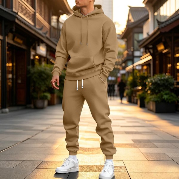 MęSki Kolorowy Komplet Bluza Z Kapturem I Spodnie Dresowe Casualowy Sportowy DwuczęśCiowy Dres XL-image