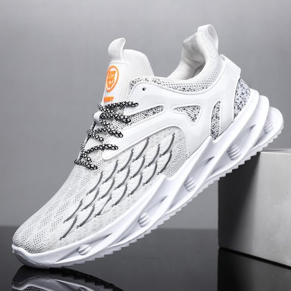 Zapatos De Hombre Nuevos Primavera Y OtoñO Transpirables Zapatillas De Running De Moda Escama De Pez Tejido Volador Casual Zapatos Blancos Talla Grande Zapatos De Papá 45 Gray-image
