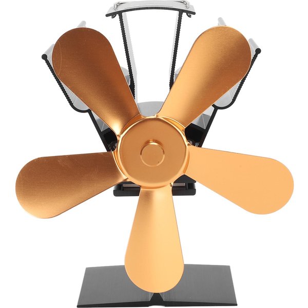 Ventilador Para Estufa De LeñA De 5 Aspas Ventilador Para Chimenea Alimentado Por Calor Ventilador Para Estufa Para Estufa De LeñA LeñA De Pellets Oro-image
