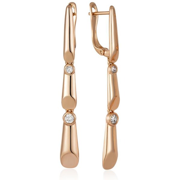Nuevos Pendientes Largos Colgantes Color Oro Rosa Pendientes Mujer Metal Brillante EslabóN ZircóN Natural Accesorios JoyeríA Fina Diaria-image