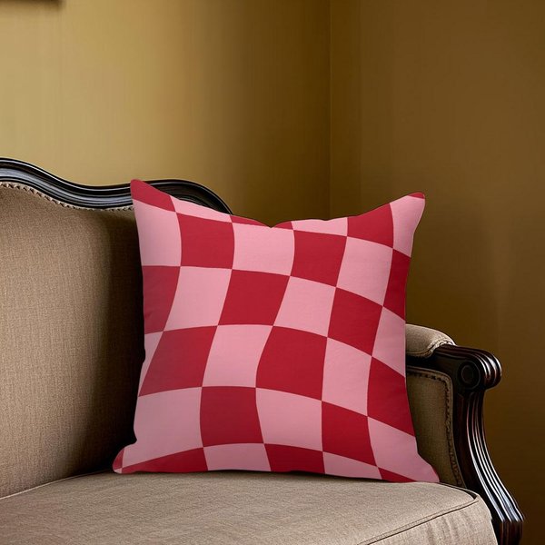 Funda De Almohada Cuadrada Jacquard A Cuadros Rosas Para Sofá Oficina CojíN Lumbar Funda De Almohada Decorativa Para El Hogar 50X50Cm-image