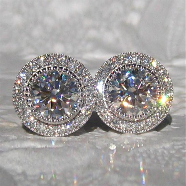 Pendientes De BotóN PequeñOs Redondos Delicados Huitan Para Mujer Con Circonita CúBica Brillante Accesorios Simples VersáTiles Para Adolescentes JoyeríA De Moda Gray-image