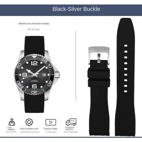 Gumowy Silikonowy Pasek Do Citizen Tissot Seiko Rolex Zakrzywione ZakońCzenie Sportowy Wodoodporny Pasek Do Zegarka PomarańCzowa Bransoletka 18/19/20/21/22Mm 20Mm-image